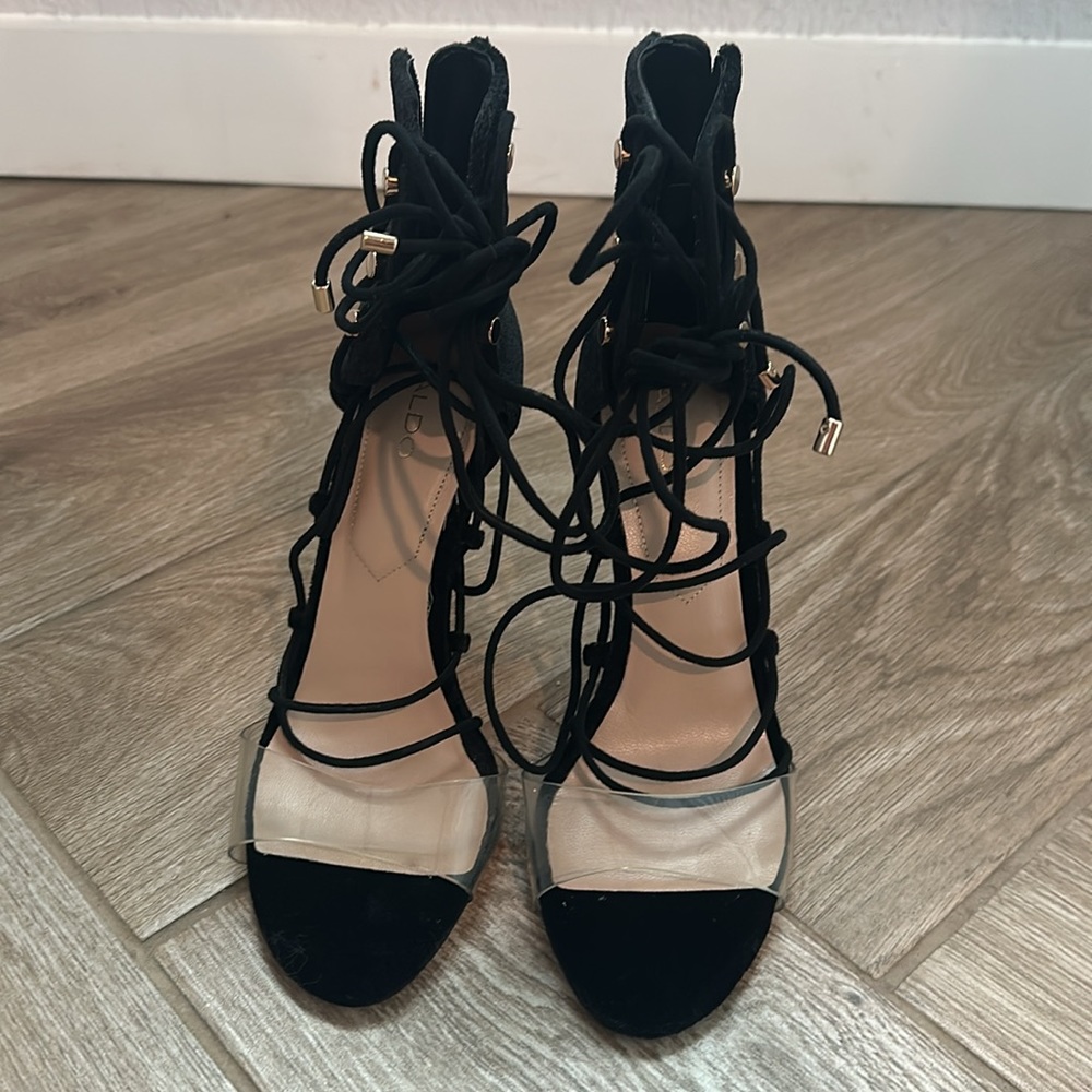 Aldo Somerly Lace Up Velvet heels - Picture 6 of 8
